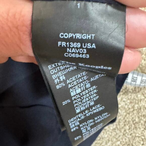 The Kooples Navy Blue Lace Panel Cut Out Crepe Sheath Mini Dress Formal Party S - Picture 13 of 14